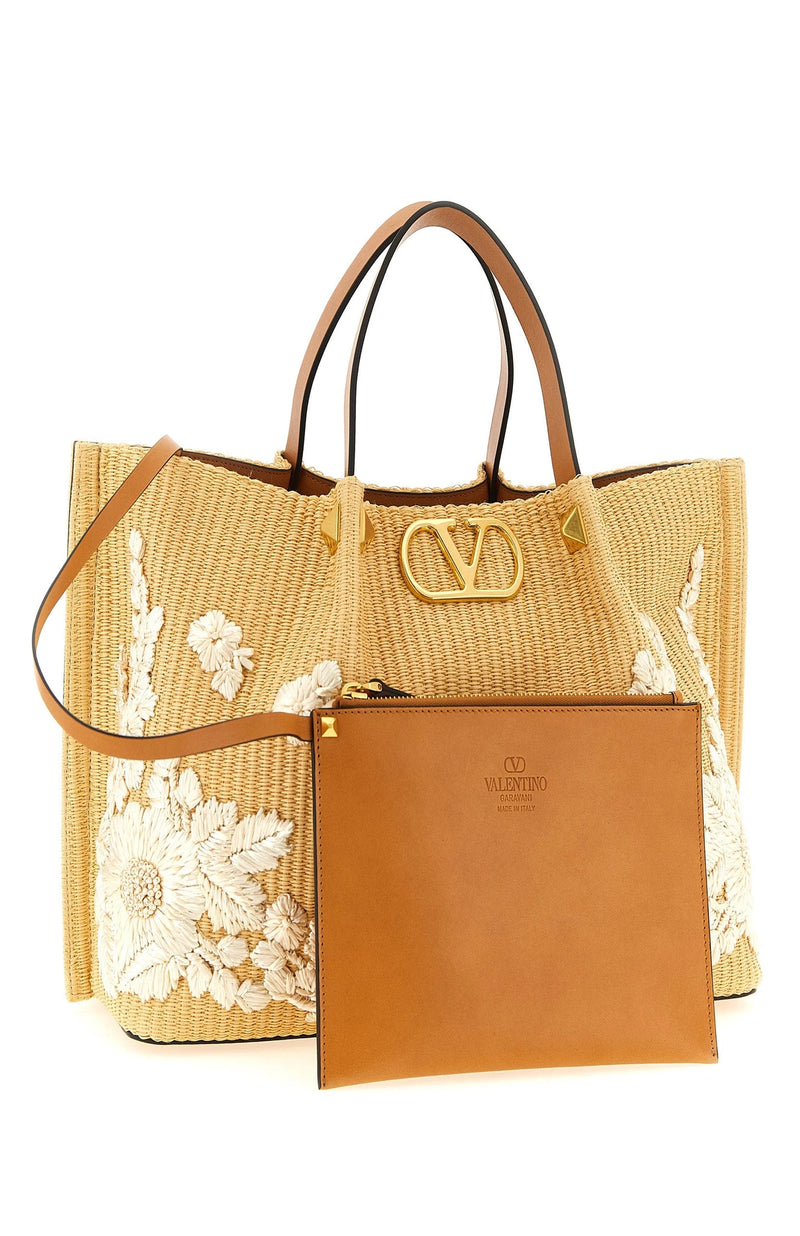 Valentino Garavani Shopping Tote in beige, Cotton — view 3