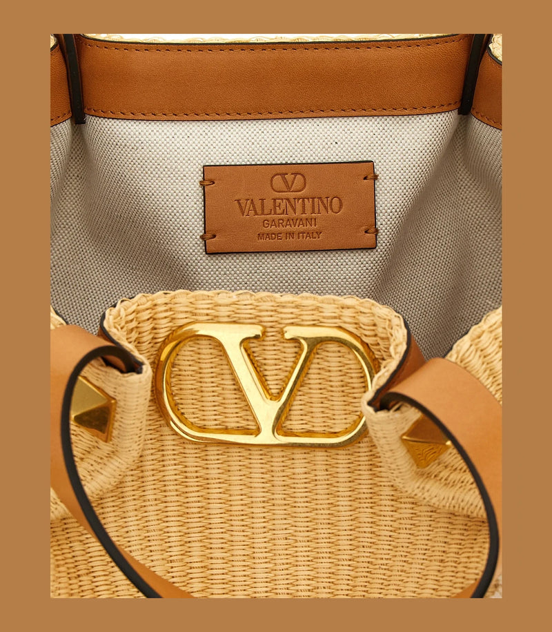 Valentino Garavani Shopping Tote in beige, Cotton — view 4