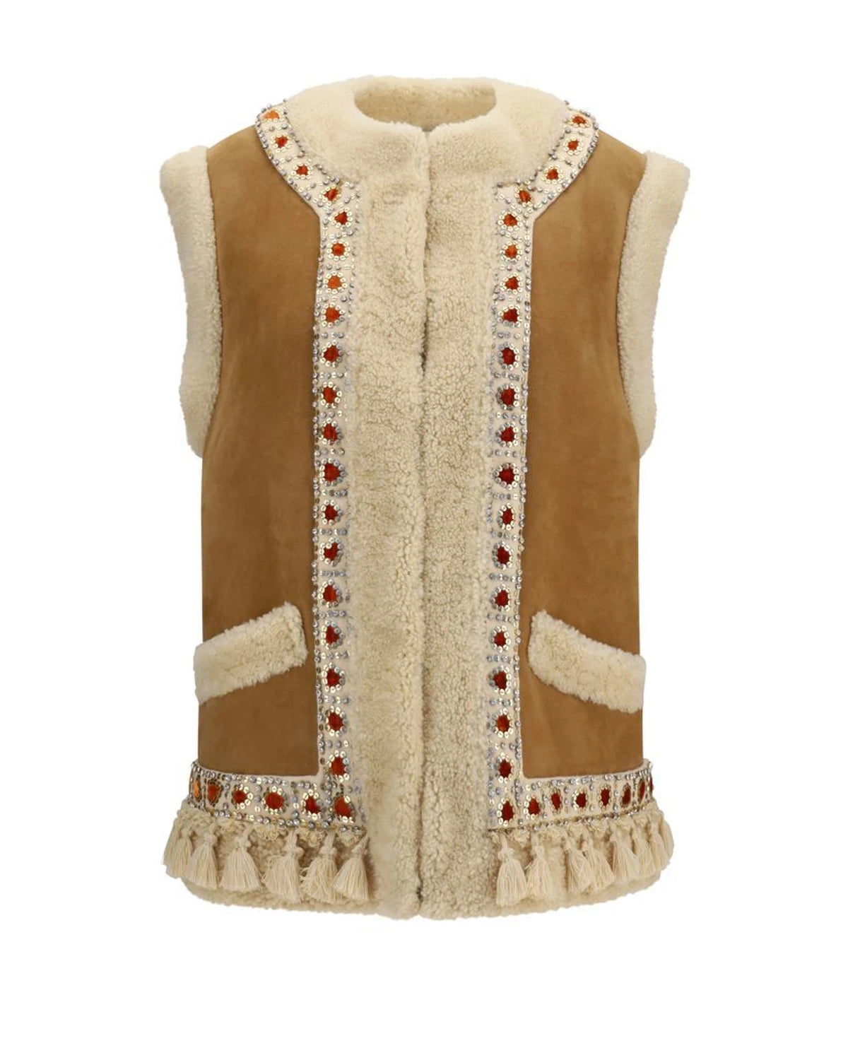 Valentino Garavani Vest in beige, Lamb