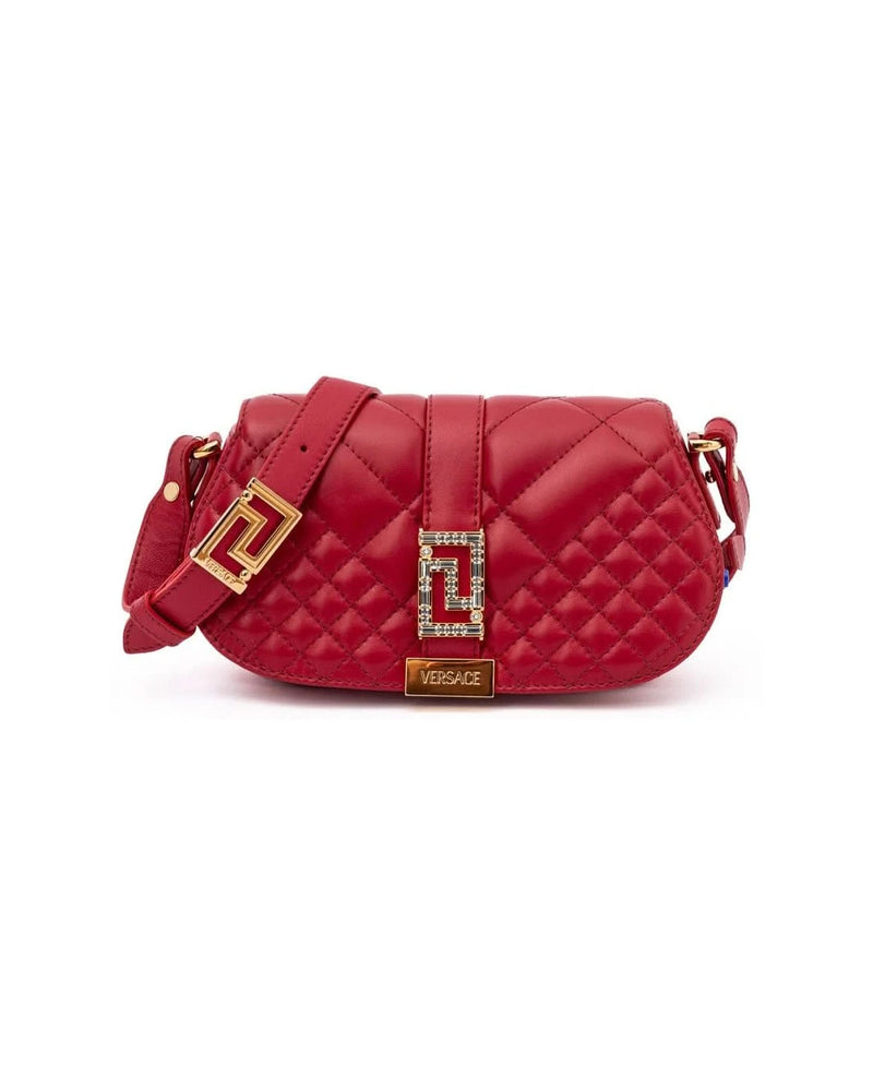 Versace Red Leather Quilted Shoulder Strap Bag Glam Steals