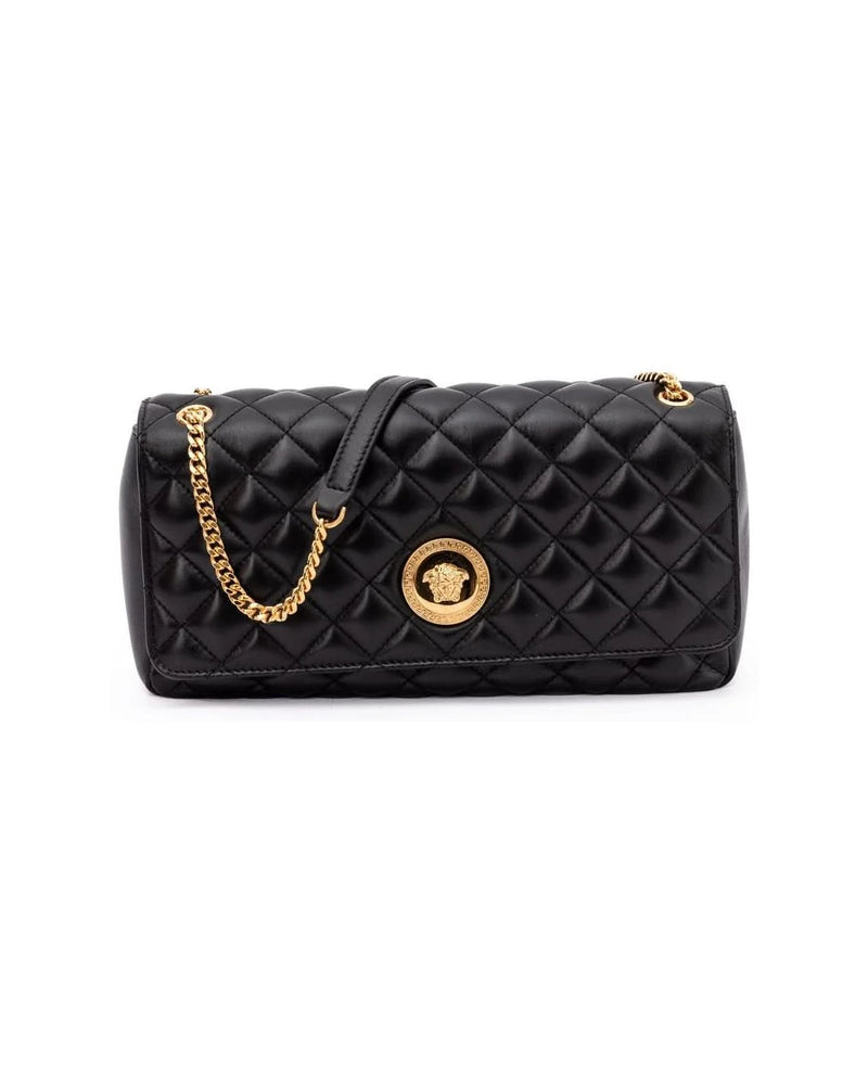 Versace Black Leather Quilted Shoulder Strap Bag Glam Steals