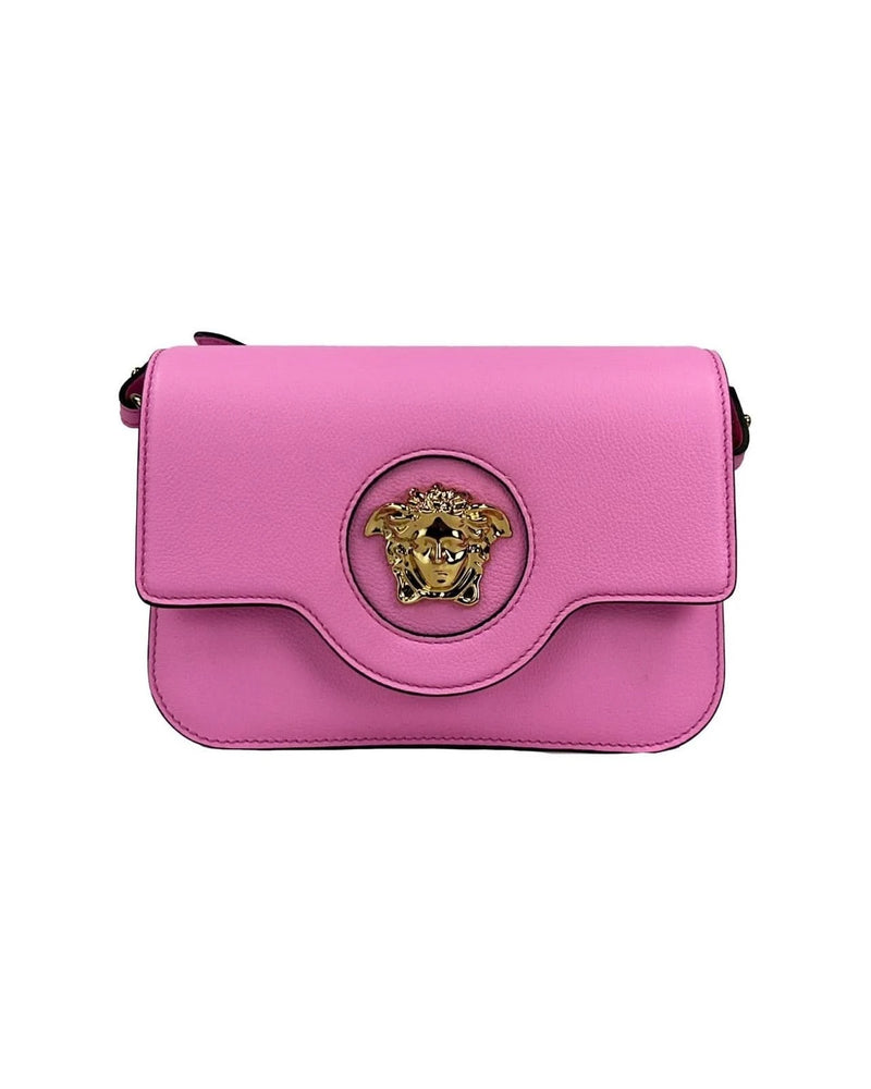 Versace Pink Leather La Medusa Shoulder Crossbody Bag Purse Glam Steals
