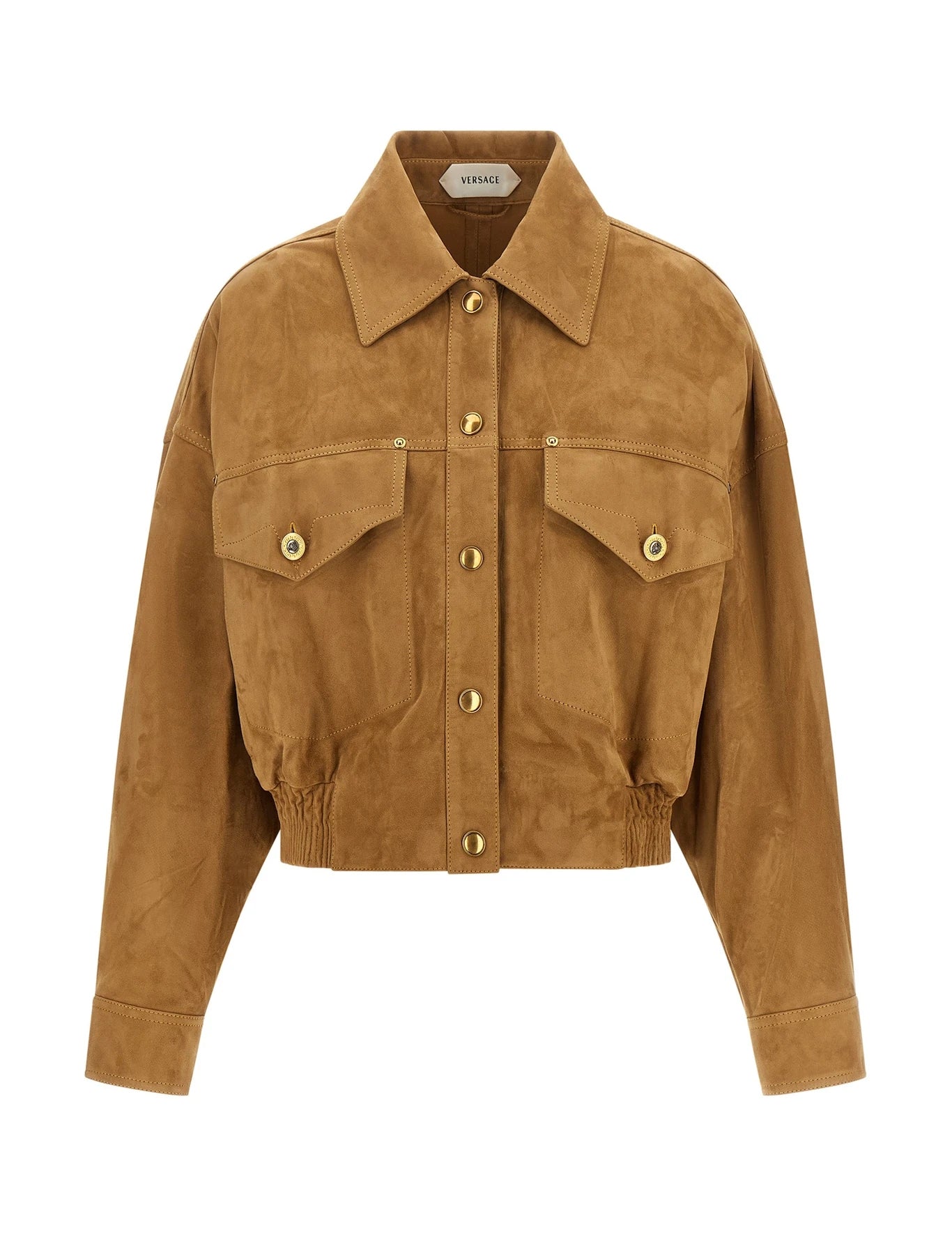 Versace Trucker Jacket in brown, Lamb Leather